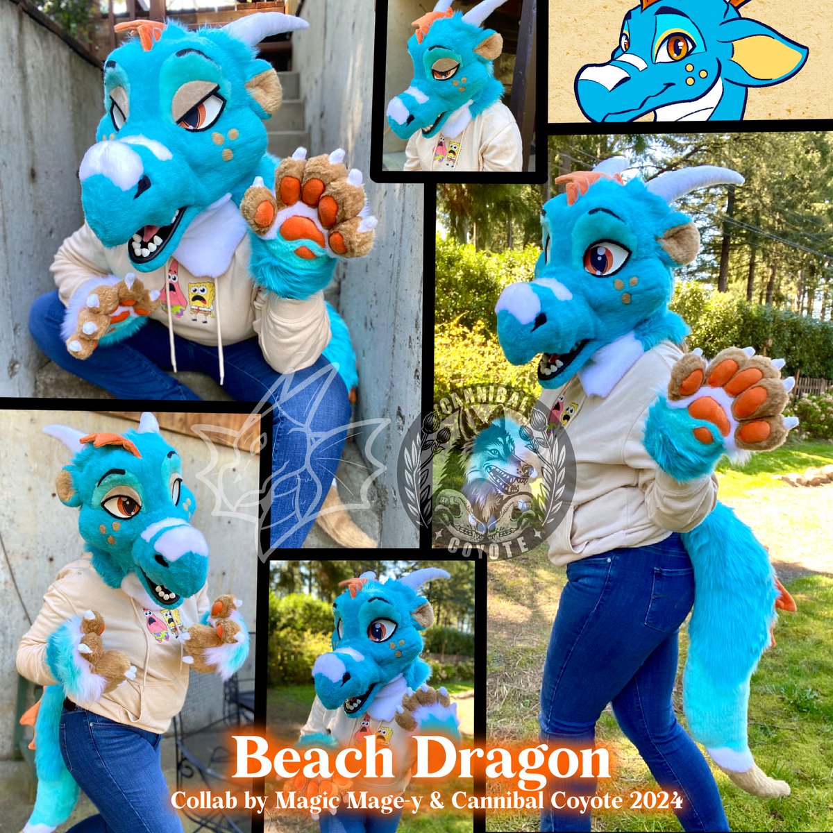 MagicMagey's tweet photo. Happy #FursuitFriday!

I have 3 premades looking for homes! All include the head, hands, tail, &amp; 3 sets of eyelids!

🏝️ Beach Dragon 🏝️
Collab w/ @Cannibal_ish 
💲2️⃣0️⃣0️⃣0️⃣

🌺 Tropical Canine 🌺
Collab w/ @NaritaCoree 
*link to purchase in replies*

⭐️ Party Raptor ⭐️
💲1️⃣8️⃣0️⃣0️⃣ https://t.co/arTUcPYk4F