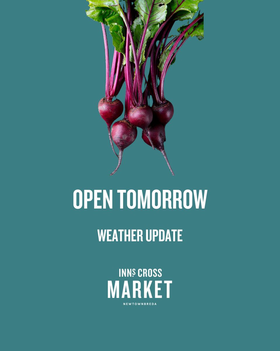 💨 We are OPEN tomorrow from 9.30/10am. Come early as we may need to close up sharp 💨 It will be an adjusted layout and a few traders down due to weather but we plan to be up and running. 🤞 Hope you can make it! More info on our other socials.