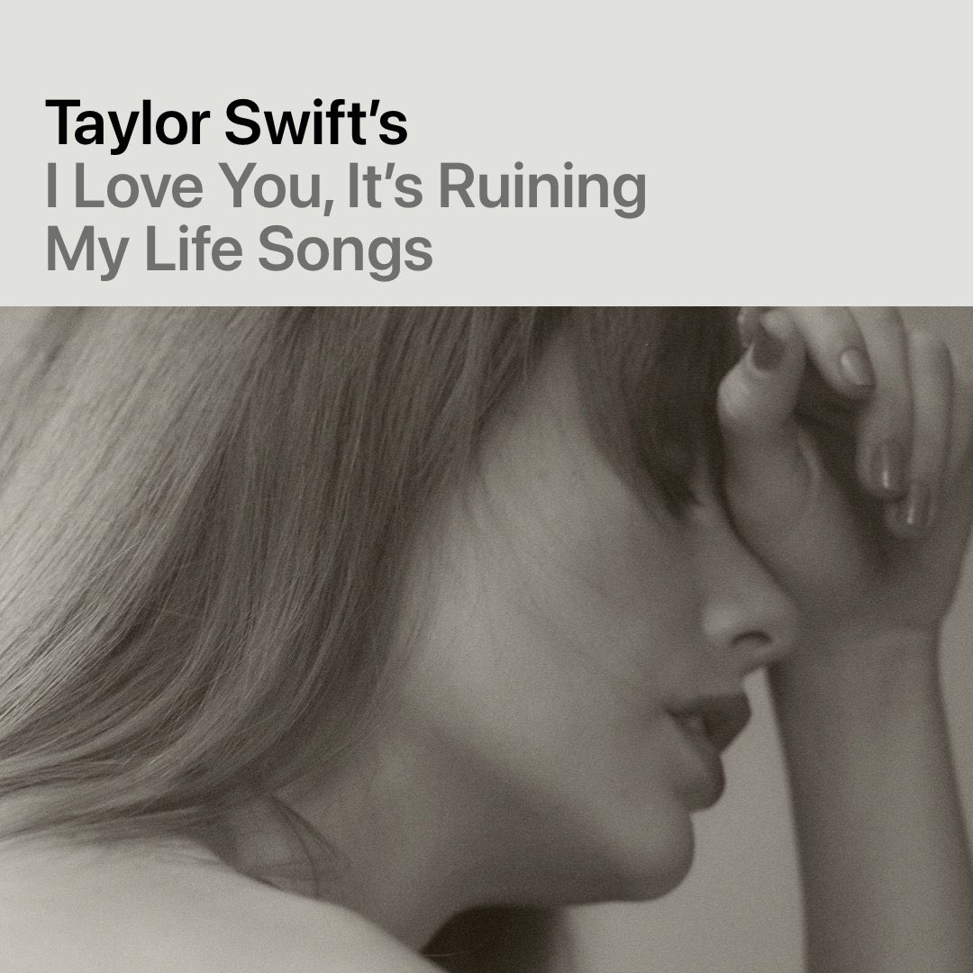 PopBase's tweet photo. Taylor Swift releases 5 Apple Music playlists curated by her — modeled after the 5 stages of grief ahead of ‘The Tortured Poets Department.’

Each playlist is composed of her songs and include a voice message from her. https://t.co/UoN0yicNh4