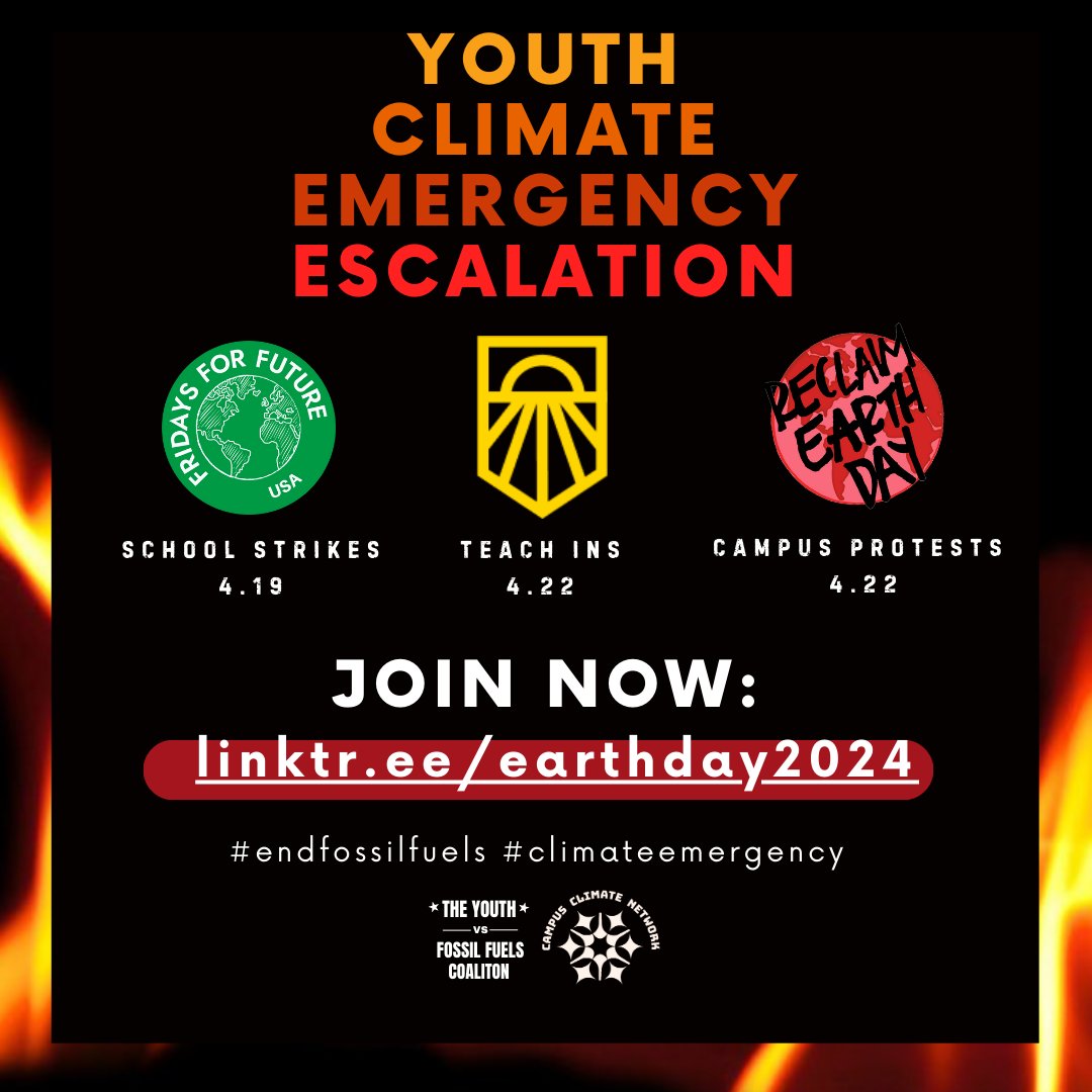 Our movement will unite this Earth Day to demand climate action and better futures. We'll demand Members of Congress publicly call out Biden to declare a Climate Emergency and deliver for young people. Join us: linktr.ee/earthday2024