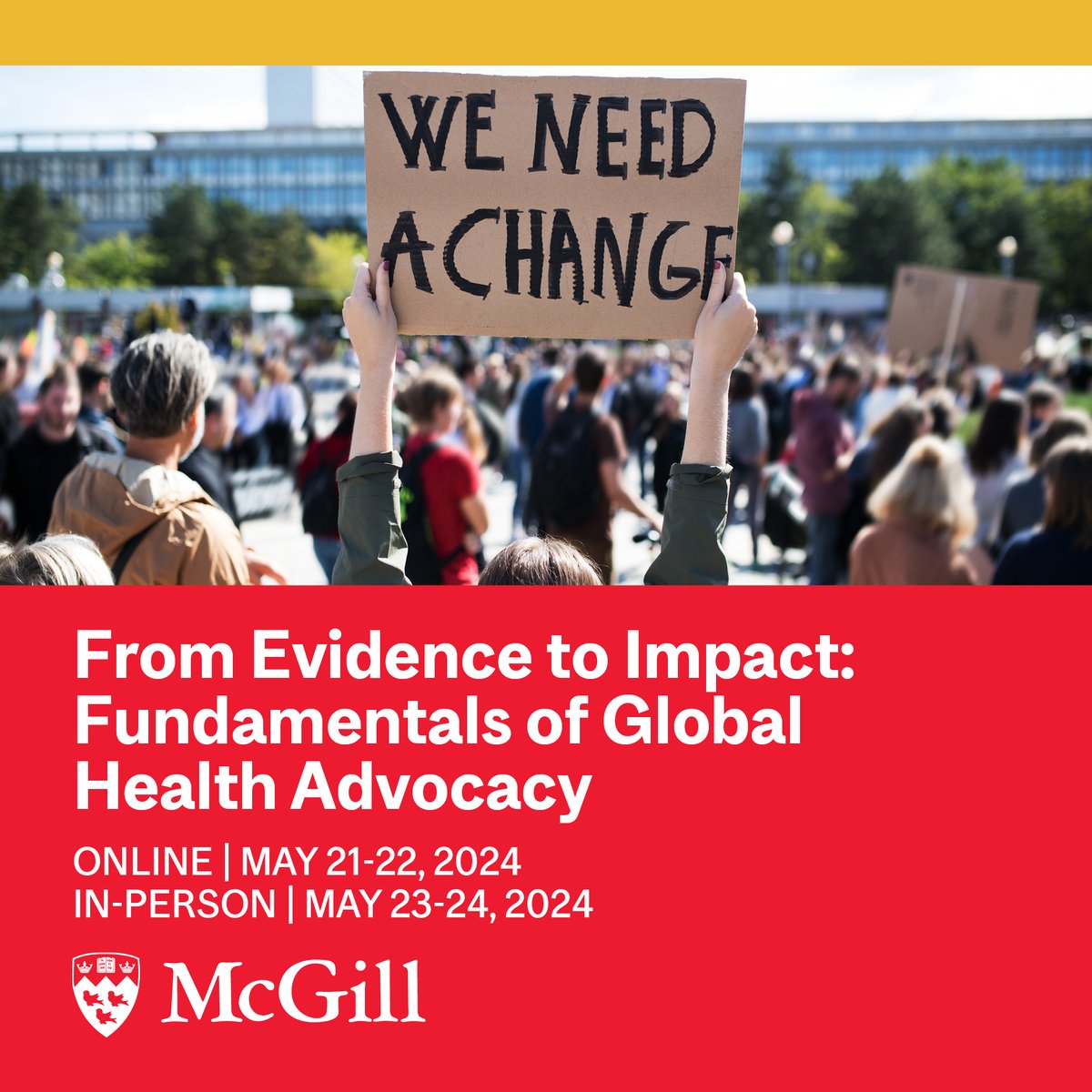 Did you know @McGillGHP is offering a course on effective global health advocacy this summer? 👀 Brand-new advocates and seasoned professionals - all welcome! We can't wait to share our know-how with you 🌟 Register by May 3rd for early 🐦 pricing! mcgill.ca/summerinstitut…