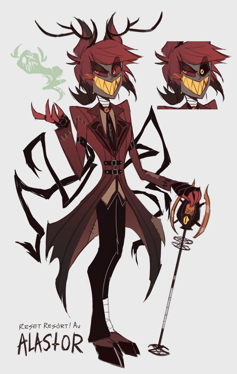 My  design of Alastor from my Hazbin Hotel AU
This one HAS BEEN my favorite design to do so far🔪