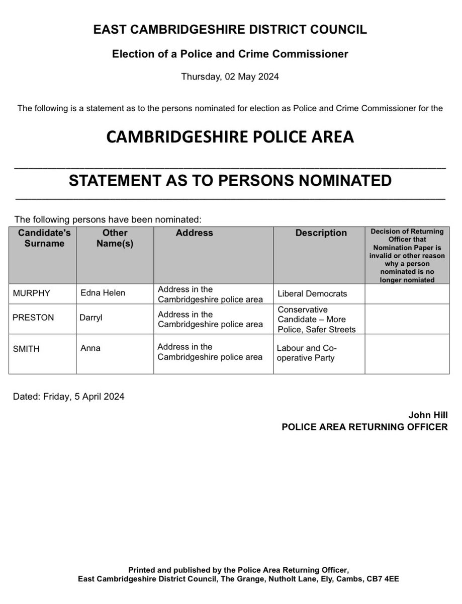 Really pleased to see James Catmur and Edna Murphy confirmed as candidates for the Great Paxton Ward by-election and Police & Crime Commissioner respectively - they’ll both be fantastic in these roles! Look forward to campaigning with them for a fair deal for our area.🔸🔶🔸🔶🔸