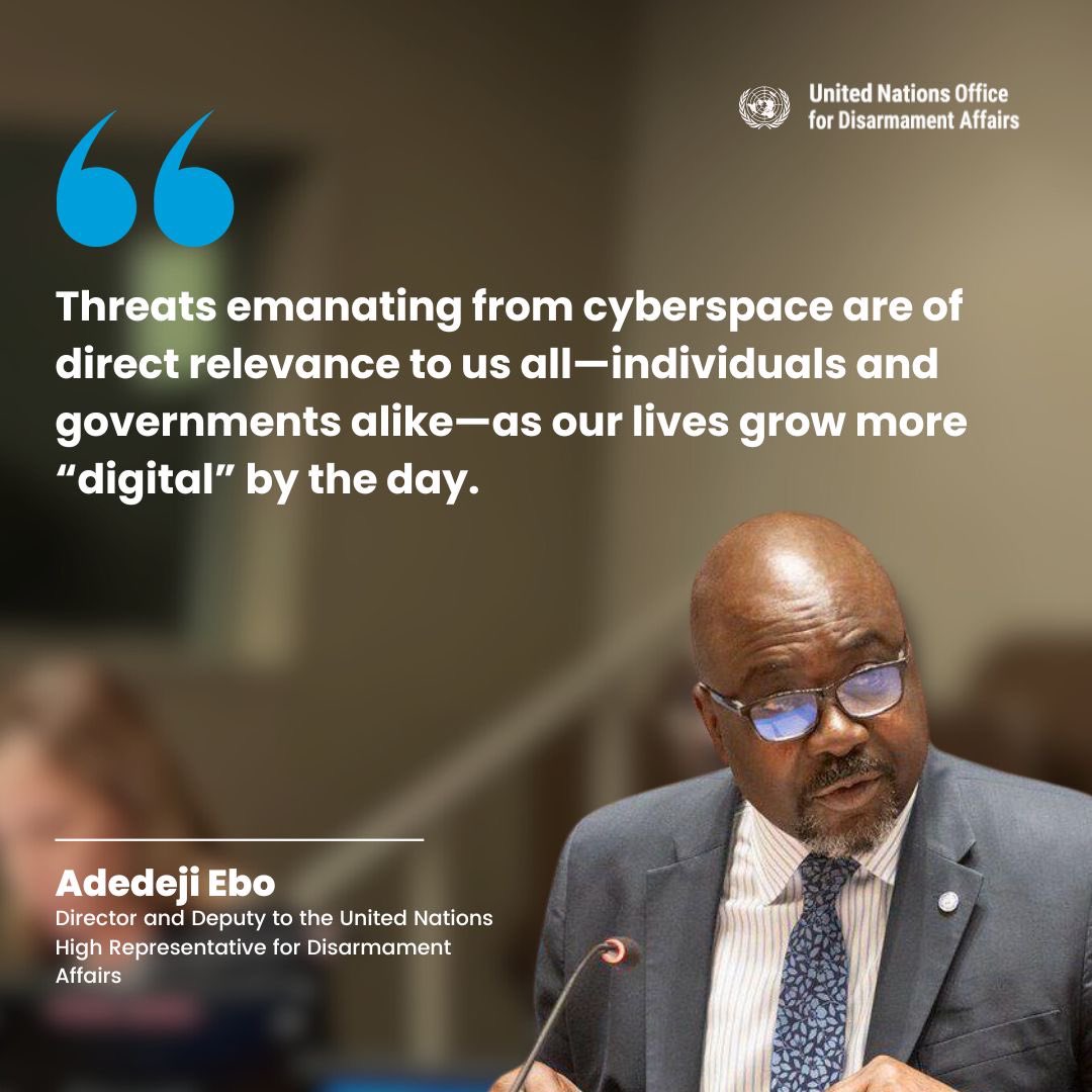 At yeaterday’s Security Council meeting, @AdedejiEbo outlined threats and risks in the evolving cyberthreat set landscape, incl. malicious cyber activity targeting critical infrastructure. However, the international community is not without tools. 🔗 front.un-arm.org/wp-content/upl…