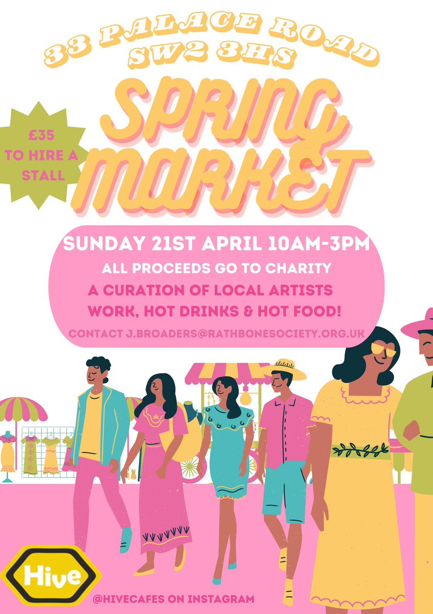 Spring market at Hive cafe, Palace Road ALL WELCOME THIS APRIL 21st SUNDAY #marketslondon #rathbonesociety #hivecafe #streatham