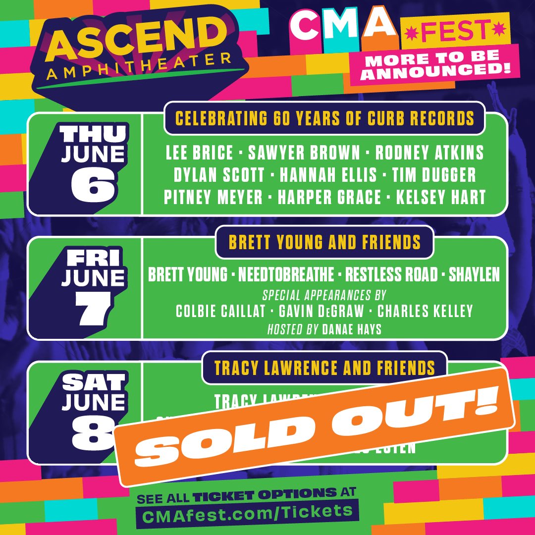 Whoa! You didn't just buy tickets, you bought out the whole show! Saturday at the @Ascend_Amp Stage at #CMAfest is officially SOLD OUT! 🎉 Don't miss your chance to join the party on Thursday and Friday—tickets are going fast! CMAfest.com/tickets