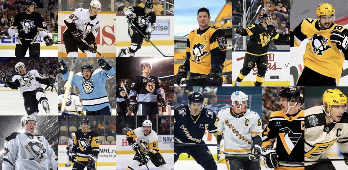 Every Pittsburgh Penguins jersey Sidney Crosby has worn over the years.

Which look to you 🫵 identify him the most in?