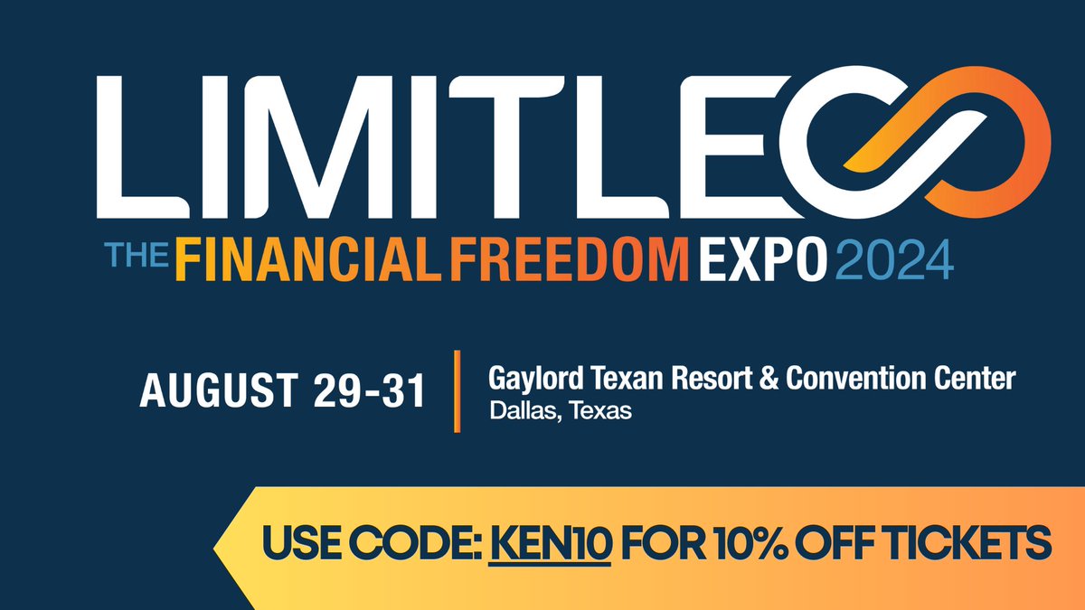 🚨Less than 12 hours to get your discounted early bird Limitless tickets! Join me, @theRealKiyosaki, @JasonHartmanROI, @GeorgeGammon and many more speakers for one of the biggest financial freedom conferences of the year. Use code KEN10 for an additional 10% off:…