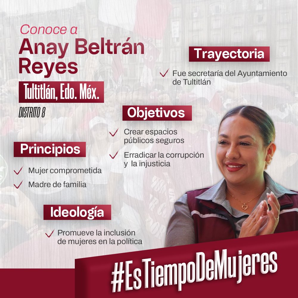 Grupo Sin Línea (@gruposinlinea) on Twitter photo Anay Beltrán Reyes es candidata a diputada federal por #Morena en el distrito 8 de Tultitlán, Edo. México.
¡Conócela! 👀
👇🏼👇🏼👇🏼
<a href="/AnayBeltran2024/">Anay Beltrán</a> Anay Beltrán Reyes es candidata a diputada federal por #Morena en el distrito 8 de Tultitlán, Edo. México.
¡Conócela! 👀
👇🏼👇🏼👇🏼
<a href="/AnayBeltran2024/">Anay Beltrán</a>