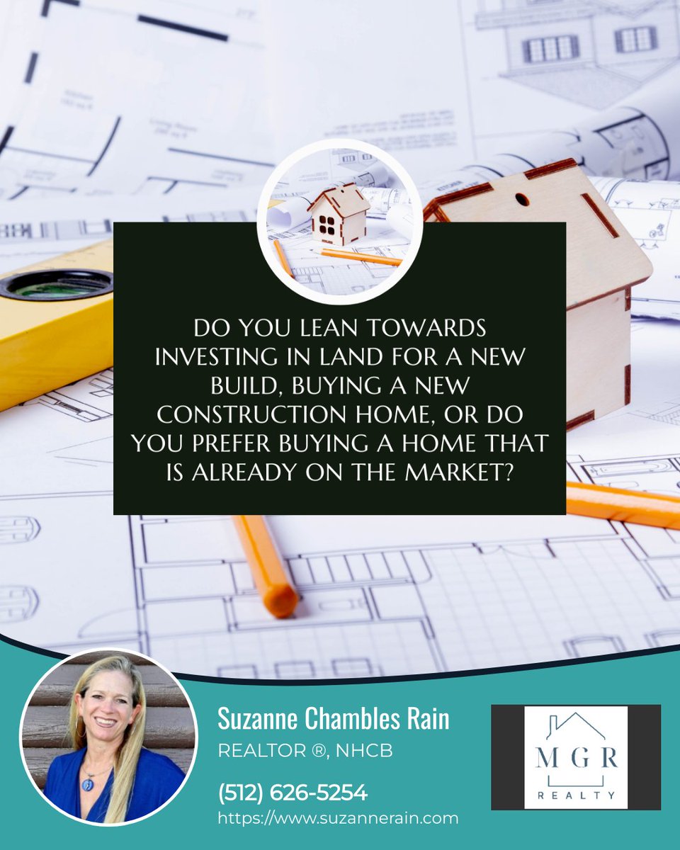 Where does your investment compass point? Are you drawn to the endless possibilities of land for a custom build, the allure of a brand-new construction, or the charm of a pre-loved home? Share your preference! 🏠

#suzannerainrealtor #homeownership #buildorbuy #dreamhome