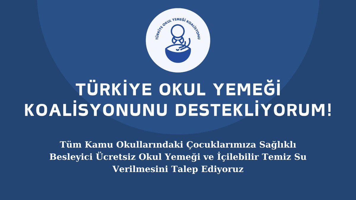 Beslenme Temel Bir Haktır! #ÇocuklarAçSusuzKalmasın #OkulYemeğiHemenŞimdi #ÇocuklarımızGeleceğimizdir #HerÇocuğunSağlıklıBeslenmeHakkıVardır #HerOkulaÜcretsizİSağlıklıİçilebilirTemizSu #TürkiyeUluslararasıYemekKoalisyonunaİmzacıOlmalıdır