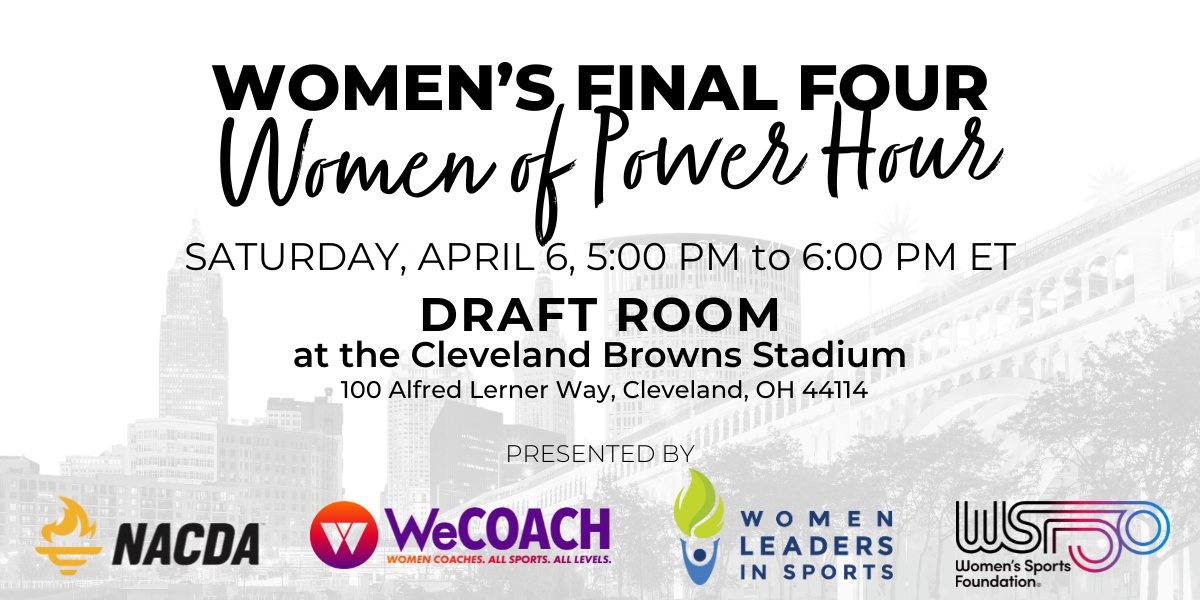 It's happening! 😊 Join us TOMORROW in ✨THE LAND✨ for a #WFinalFour reception with our friends from @WeCOACH @_WomenLeaders & @WomensSportsFdn 🏀