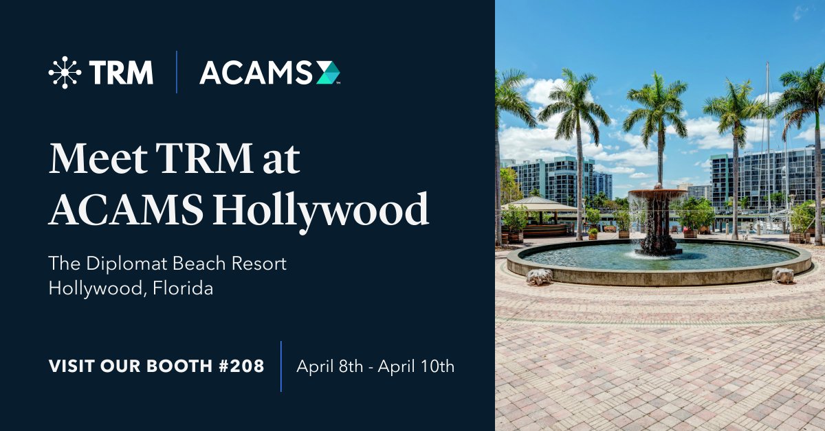 Attending @acams_aml Hollywood next week? Say hi to the TRM team of blockchain intelligence experts at booth 208 to learn more about our crypto education resources and compliance solutions. hubs.la/Q02rZ8qy0