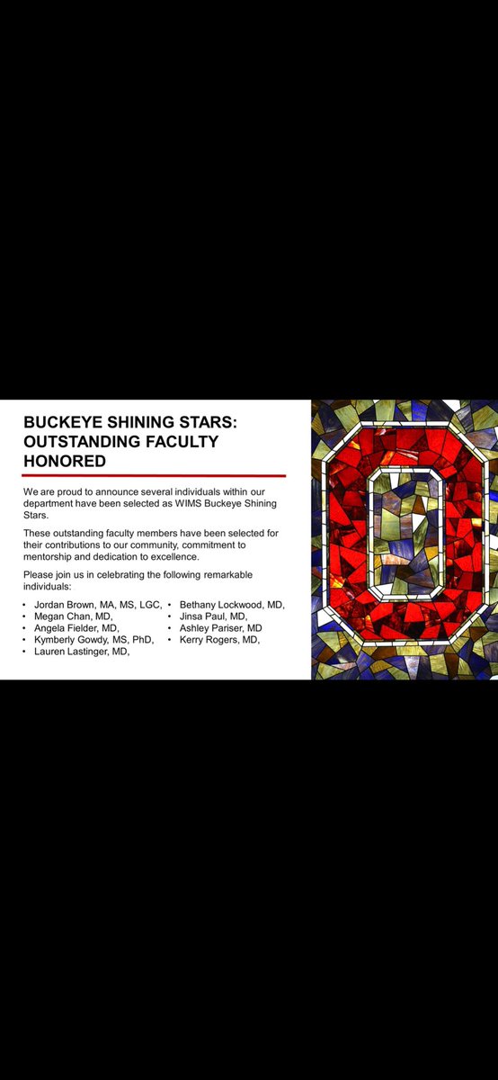 Congratulations to Dr. Paul on receiving the WIMS Buckeye Shining Star Award👏 #osuwexmed #womeninmedicine #wims