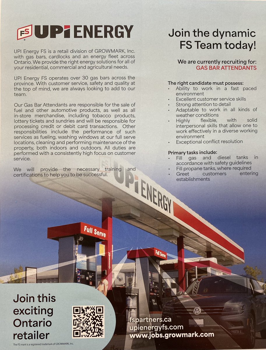 We are currently looking for 2 students to work night and weekend shifts. Scan the barcode to apply today! 

*Must be 15 to pump fuel