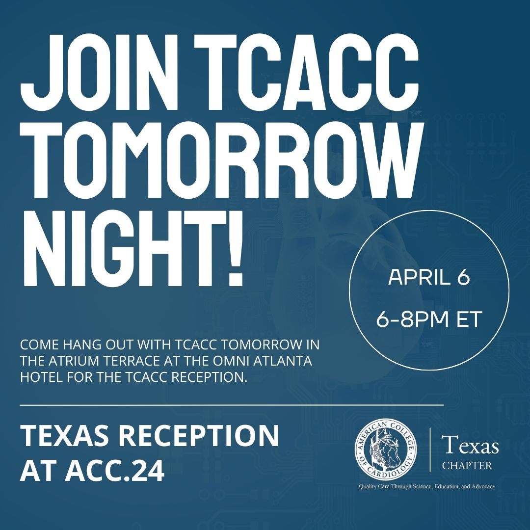 Don't miss out on the TCACC reception at #ACC24 tomorrow! Join us from 6-8pm in the Atrium Terrace at the Omni Atlanta Hotel. 😎🥳 Bring a colleague!