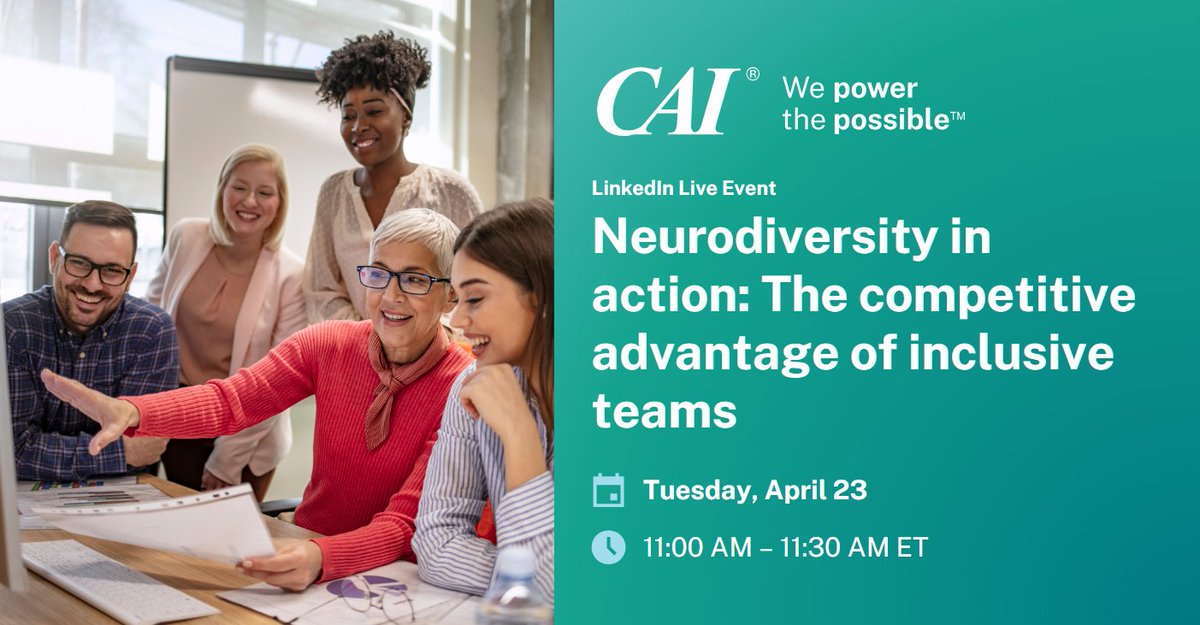 #AutismAcceptanceMonth is here and the call for embracing #neurodiversity has never been louder. 👫 Come dive into the heart of the matter with #TeamCAI's LinkedIn Live Event, sharing insights from our neurodiverse associates. 🔽 linkedin.com/events/7181293…