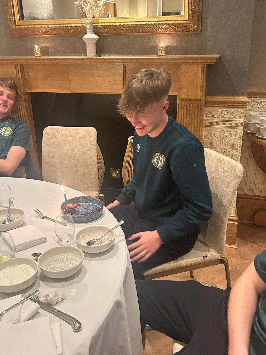 🎂 | Happy birthday to James McATEER @LoretoMilford_ who celebrates his 1⃣8⃣ birthday while on International duty with the Republic of Ireland Schools 👉 | A win would be the icing on the cake against England later tonight 💚🤍🧡 Best of luck to James and the squad