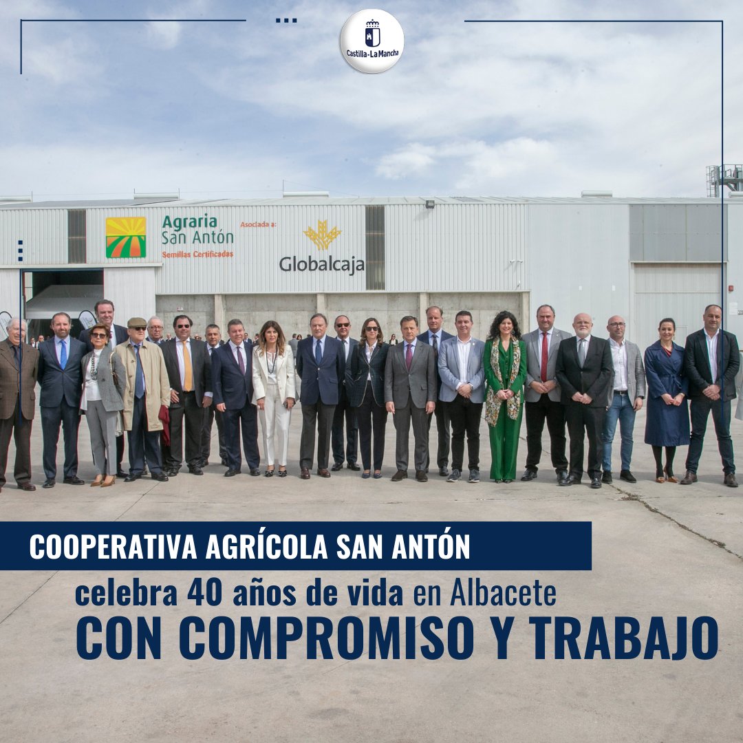 Felicidades a la Cooperativa Agrícola San Antón 🥳 🎂40 años que son ejemplo de lo mucho y bueno que hacen las cooperativas en nuestra tierra. 👉Hoy el Presidente regional, @garciapage, ha participado en el acto conmemorativo. ℹ️ castillalamancha.es/node/381258 #CLM