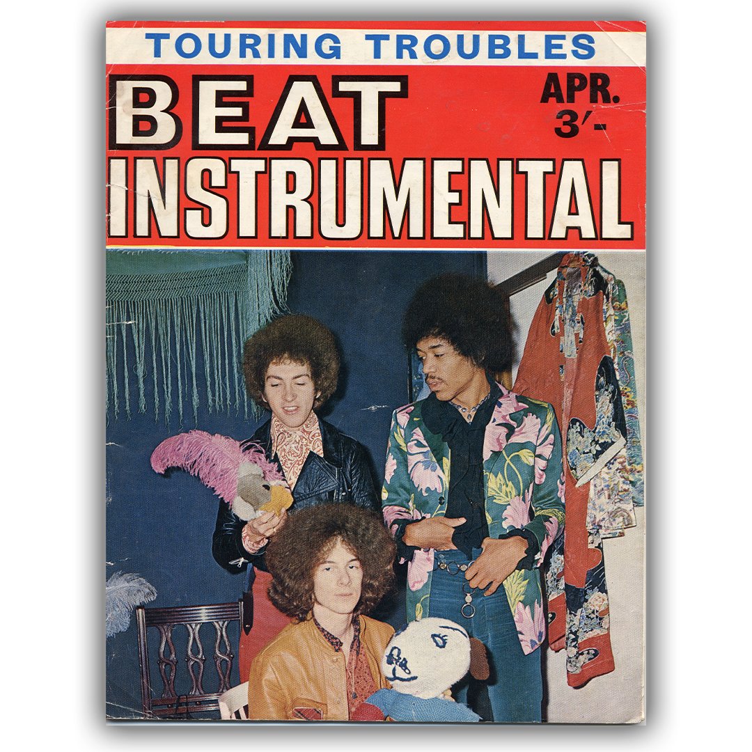 The Jimi Hendrix Experience appeared on the cover of the April 1968 issue of BEAT INSTRUMENTAL magazine. #JimiHendrix #TheJimiHendrixExperience #BeatInstrumental #Magazine #Cover