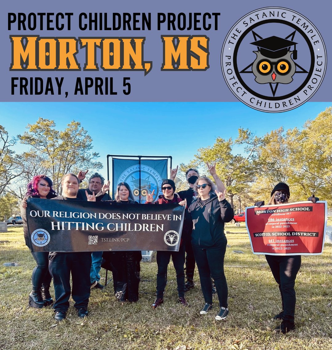 TST's Protect Children Project visited Morton, Mississippi, today, spotlighting 641 cases of corporal punishment in Scott Co. School District last year—MS's highest. Thanks to the volunteers who came out to support TST's student members! Learn about PCP: tst.link/pcp