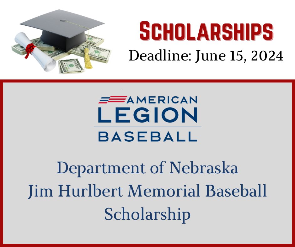 ALAUnit374NE's tweet photo. #ScholarshipSaturday Feature: American Legion Dept of Nebraska Jim Hurlbert Memorial Baseball Scholarship

Scholarship Amt: $500

https://t.co/KiviDI2QI0 https://t.co/PwgAYZJxMq