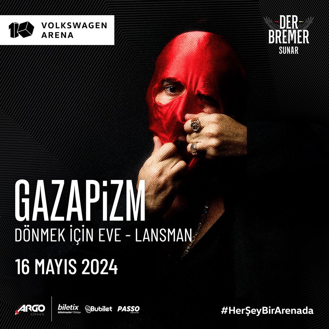 Gazapizm, 4 yılın ardından beklenen albümü “Dönmek İçin Eve” lansmanıyla 16 Mayıs’ta Volkswagen Arena’da! Der Bremer’in katkılarıyla gerçekleşecek konserin biletleri çok yakında satışta! 🎟️ @Gazapizm #HerŞeyBirArenada