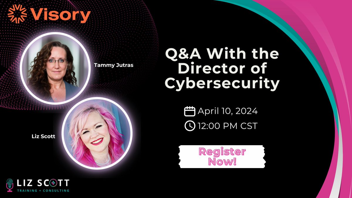 Enhance Your Cybersecurity Knowledge! Save the date for April 10th and join us for an Visory webinar, 'Q&A With the Director of Cybersecurity,' featuring Tammy Jutras and myself. Register Today 👉 loom.ly/9bJ4_Pg