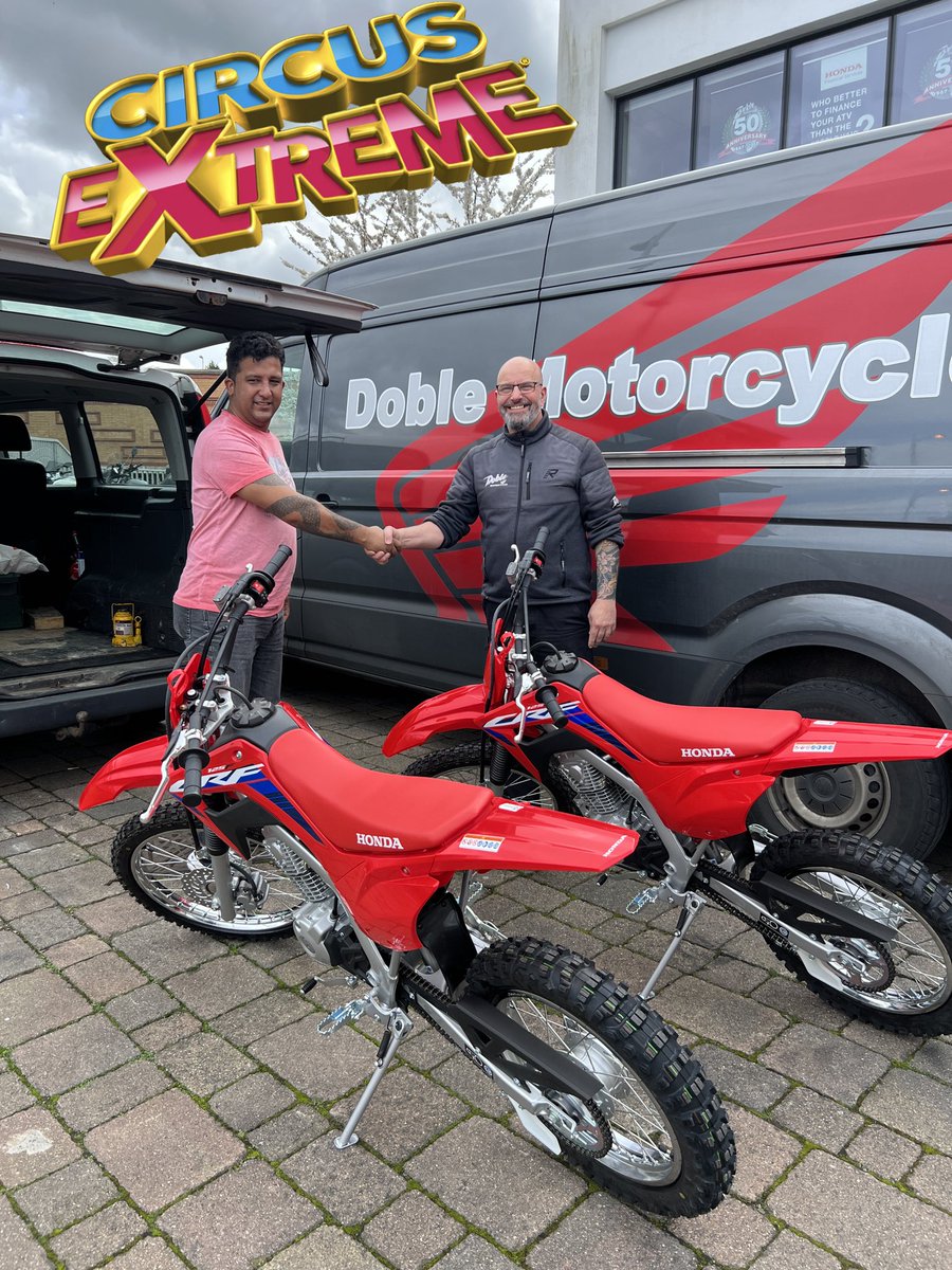 The lovely guys from @Circusextreme1 got in touch when they needed to replace a couple of their @HondaUKBikes. We managed to get them sorted quickly so they could put them to work the next day in their circus performance. 🤡 See them performing & book at circusextreme.co.uk