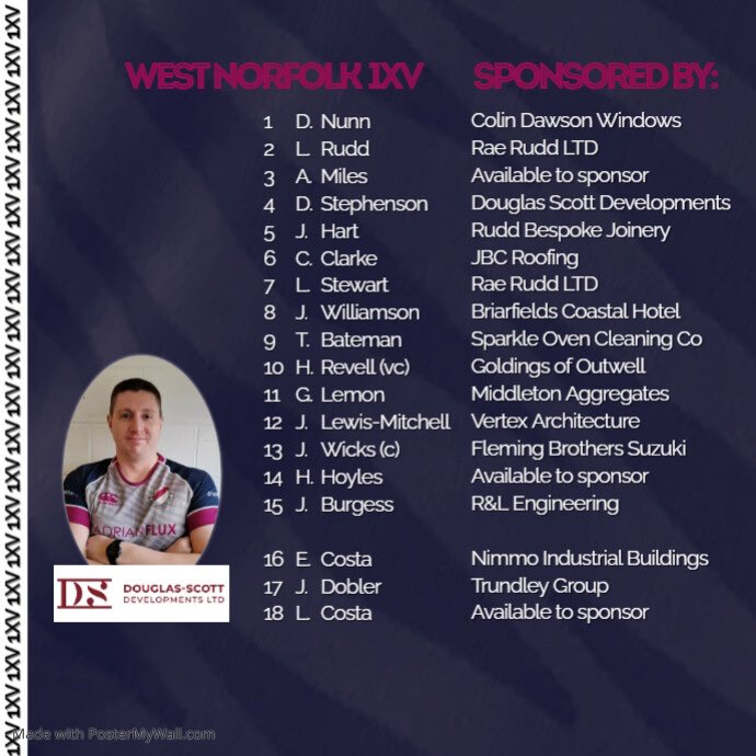 📣 Teams up! Here’s tomorrow’s match day squad welcoming North Walsham 2 to Gatehouse Lane. It’s the final league match of the season and double header Norfolk Cup match. Show your support and join us for a 3pm kick off 🏉 
#upthewest