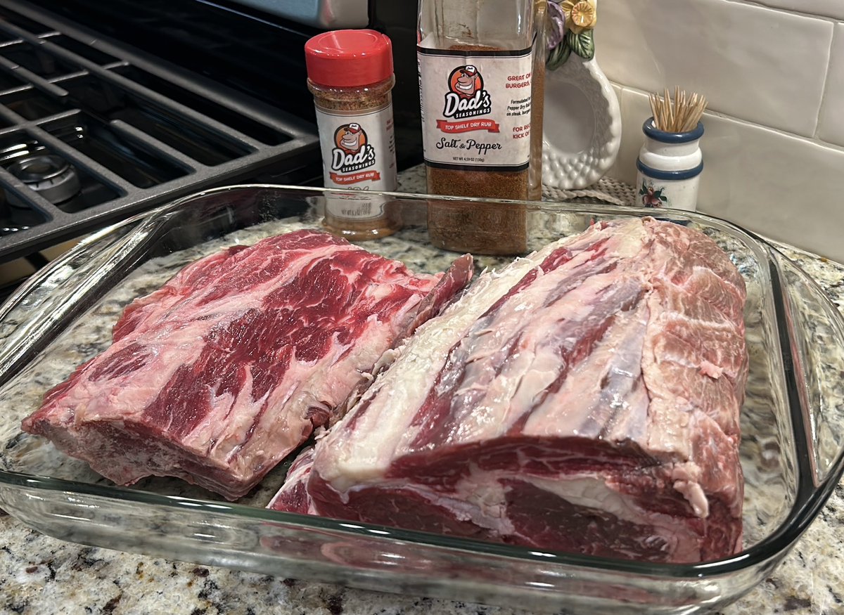 Friday dinner prep 🧨 @KamadoJoe and @DadsSeasonings Ribeye Roast on the menu @thisgrilllife #BBQ