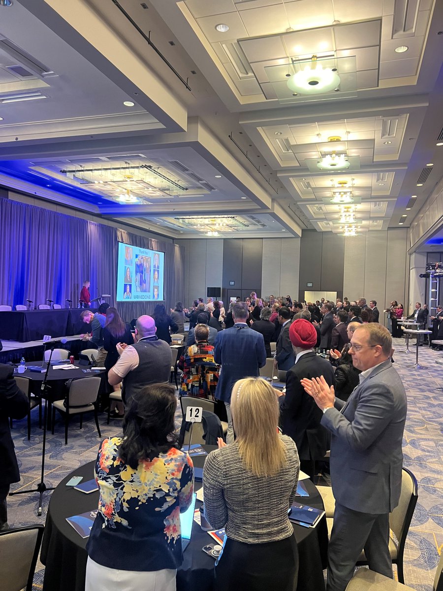 👏Standing ovation for outgoing #ACCBOG Chair Dr. @NicoleLohrMD as she addresses member leaders at the BOG/CV Team State Representative Joint Meeting. The next BOG Chair will be Dr. @himavidula who will serve from 2024-2025! #ACC24 bit.ly/3BRbbkB
