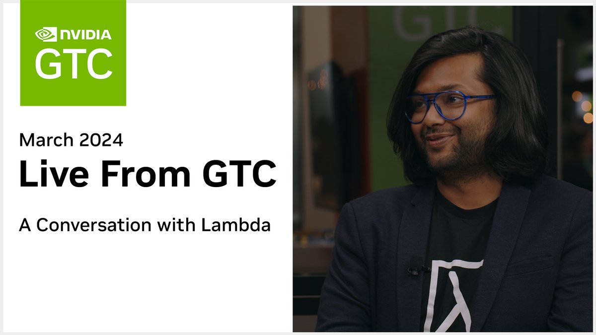 🎬 Live from #GTC24: @LambdaAPI COO Mitesh Agrawal shares insights on leveraging NVIDIA's GPU Cloud & Grace Hopper GPUs to meet the surging demand in #AI compute across industries. Discover Lambda's roadmap for scalable AI on NVIDIA On-Demand: nvda.ws/3U5cwAz