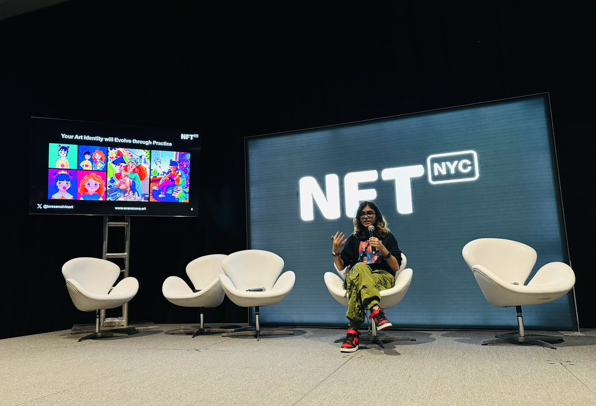 Just finished talking at <a href="/NFT_NYC/">NFT.NYC</a> #NFTNYC2024 Thanks a lot for the amazing audience. So happy to speak for all Genz artists in this space 😍