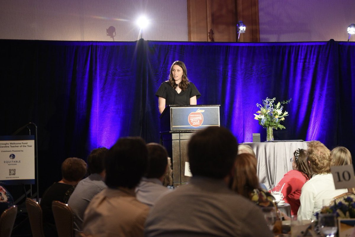 Heather Smith, @BWFUND NC Teacher of the Year, to her students: “It is a privilege to walk alongside you. Thank you for allowing me to love you!” #NCTOYPOY #nced