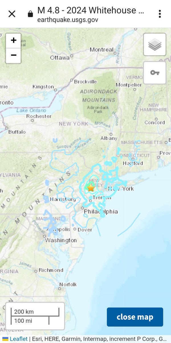 Shureyield's tweet photo. "Magnitude 4.8 #Earthquake -Whitehouse Station, #NewJersey 
2024-04-05
14:23:20 (UTC)
40.703°N 
74.758°W
4.7 km depth" USGS

#NewJerseyEarthquake
#NYCEarthquake https://t.co/6j8P56hWTP