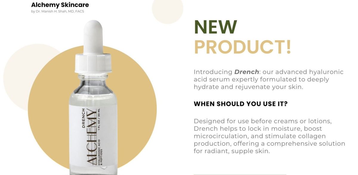 It's Spring! Time to start a good skincare regimen for summer. Our new product called Drench will provide the hydration you need! 💦