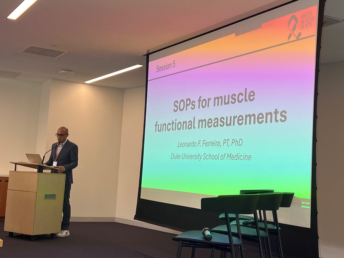 Dr. Leo Ferreira from @DukeOrtho discussing SOPs for measurement of muscle function in @CancerCachexia