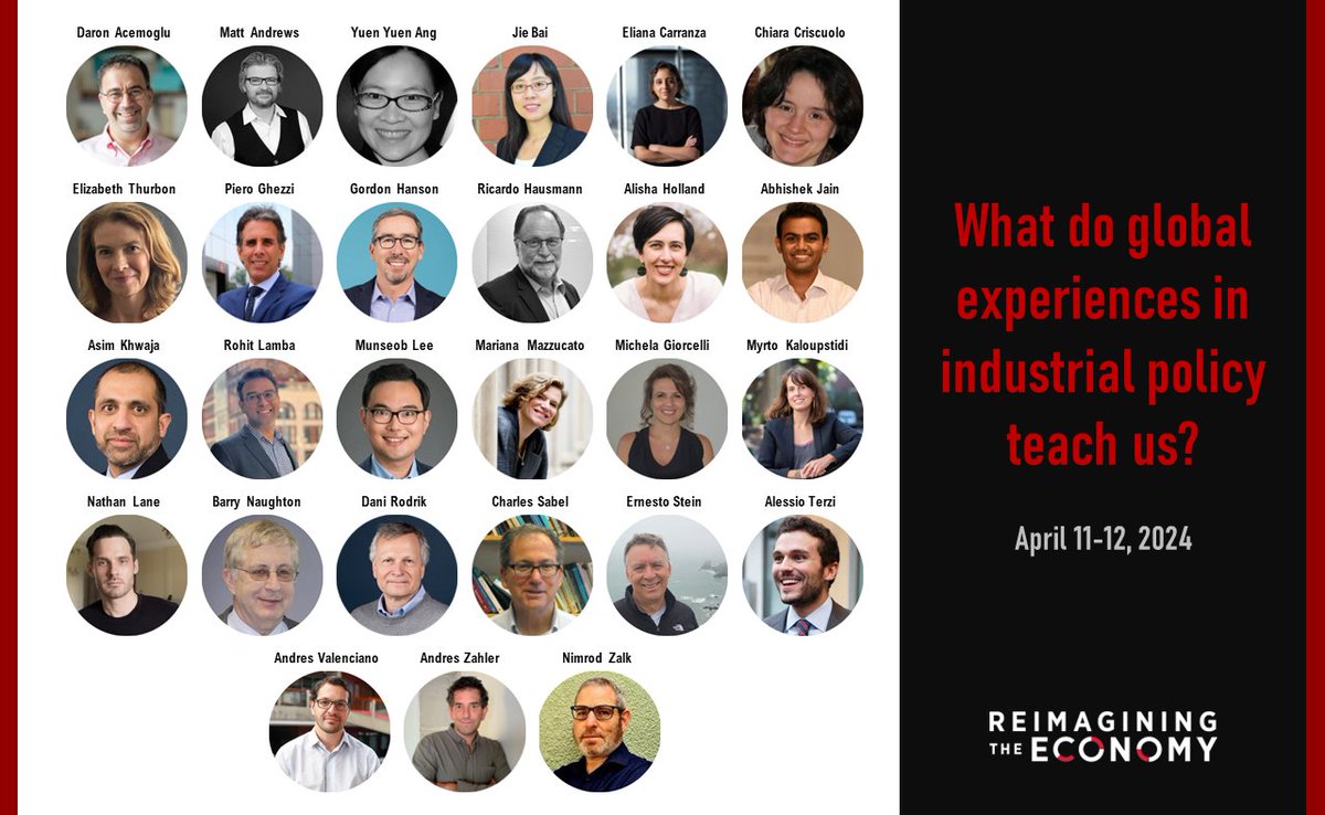 Next week, the Reimagining the Economy Project will bring together researchers & practitioners from around the world to take stock of the current thinking on productive development policies & how these tools are being applied to a range of domains. Agenda: hks.harvard.edu/centers/wiener…