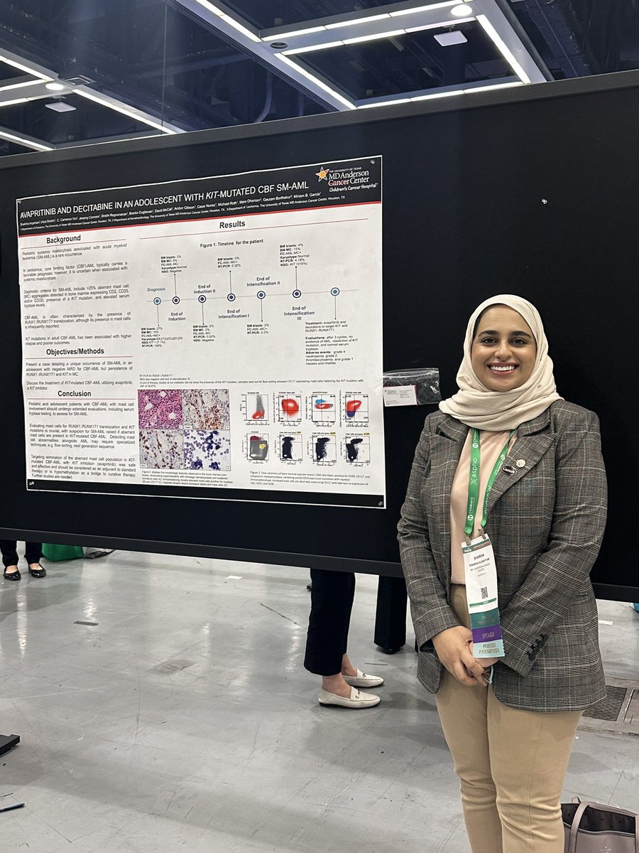 Presenting on adolescent  patient with KIT mutated CBF SM-AML) treated with Avapritinib and Decitabine. Innovative approach with emphasis on the importance of specialized testing such as NGS and flow sorting. #ASPHO2024 @MDAndersonNews @ASPHO_hq #MedEd