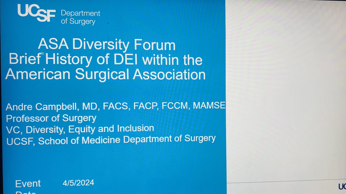 It was great to Chair the @AmerSurg DEI Taskforce this year. Many thanks to all the Taskforce Members & @DrCNClarke, Drs West, Minter & Newman for a great session this morning at the Diversity Forum. @AnnalsofSurgery, @ucsfsurg. Many great questions!