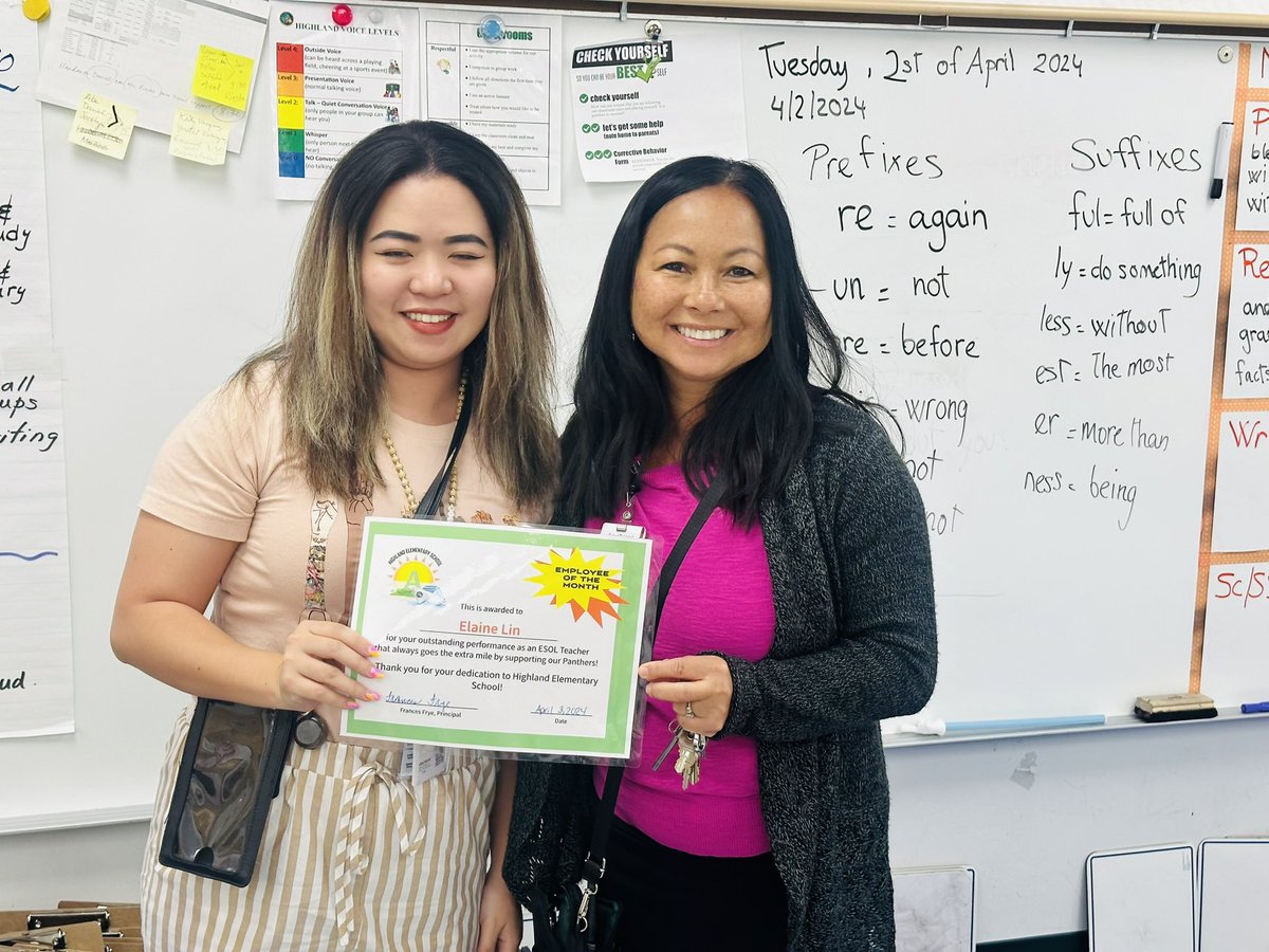 Congratulations to Ms. Lin @elaineshiuan for being our Employee of the Month! Thank you for being a dynamic teacher that goes above and beyond for our Panthers! 💚🐾