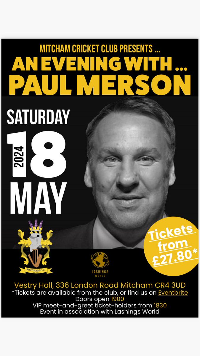 tamufsc's tweet image. Saturday May 18th: Our friends at Mitcham Cricket Club are having a fund raising event with Paul Merson 
Please spread the word...