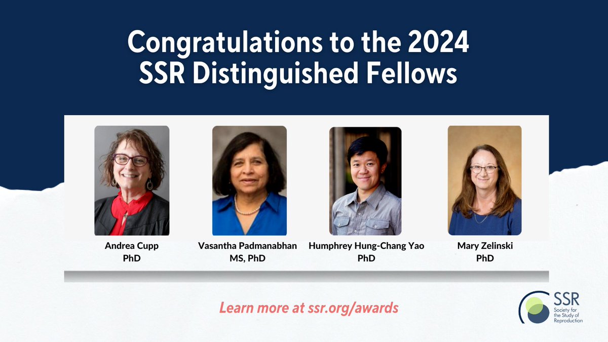 Congratulations to the 2024 Major Award Recipients &amp; Distinguished Fellows!👏 SSR is proud to recognize these individuals who have made such an impact in the field of reproductive biology!
➡️ Major Awards: brnw.ch/21wIyL2
➡️ Distinguished Fellows: brnw.ch/21wIyL3
