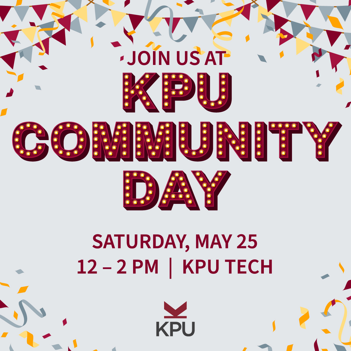 KPU welcomes you to our free, all-ages, community event! Enjoy games, refreshments, live entertainment, campus tours, networking opportunities and more! 🏛️ KPU Tech Cloverdale, 5500 180 Street 🔗 kpu.ca/communityday Register and be entered to win cool prizes!