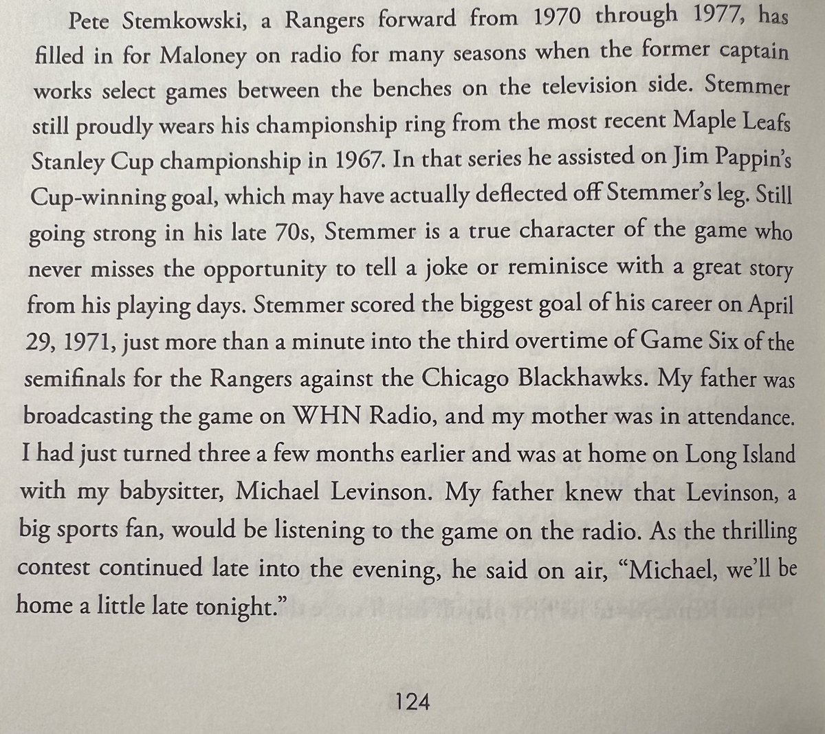 Pete Stemkowski assisted on the Stanley Cup clinching goal in 1967, then scored a triple OT winner for the @NYRangers in the playoffs four years later. Read all about it in “A Mic for All Seasons” - now available in both hardcover and paperback 🎤🏒📕 @MSGNetworks @TriumphBooks