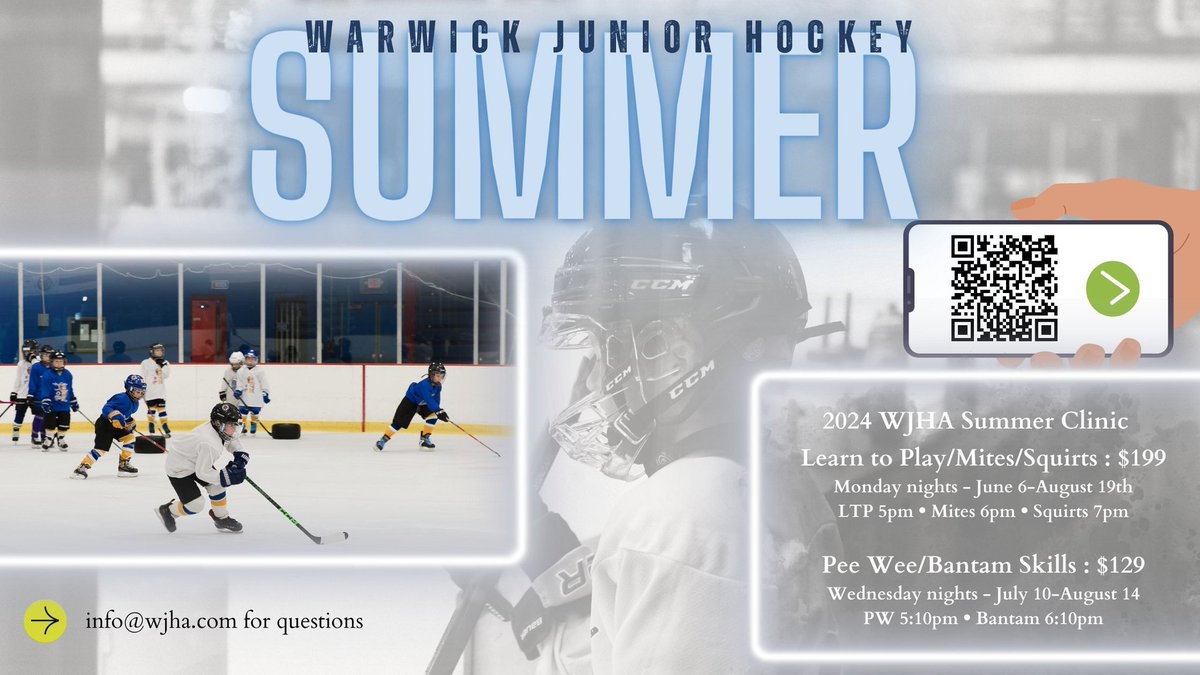 Who is missing hockey already?! Join us for our annual summer clinic at Warwick and share the program with your hockey friends around the state. 
warwickjuniorhockey.sportngin.com/.../form/40013…