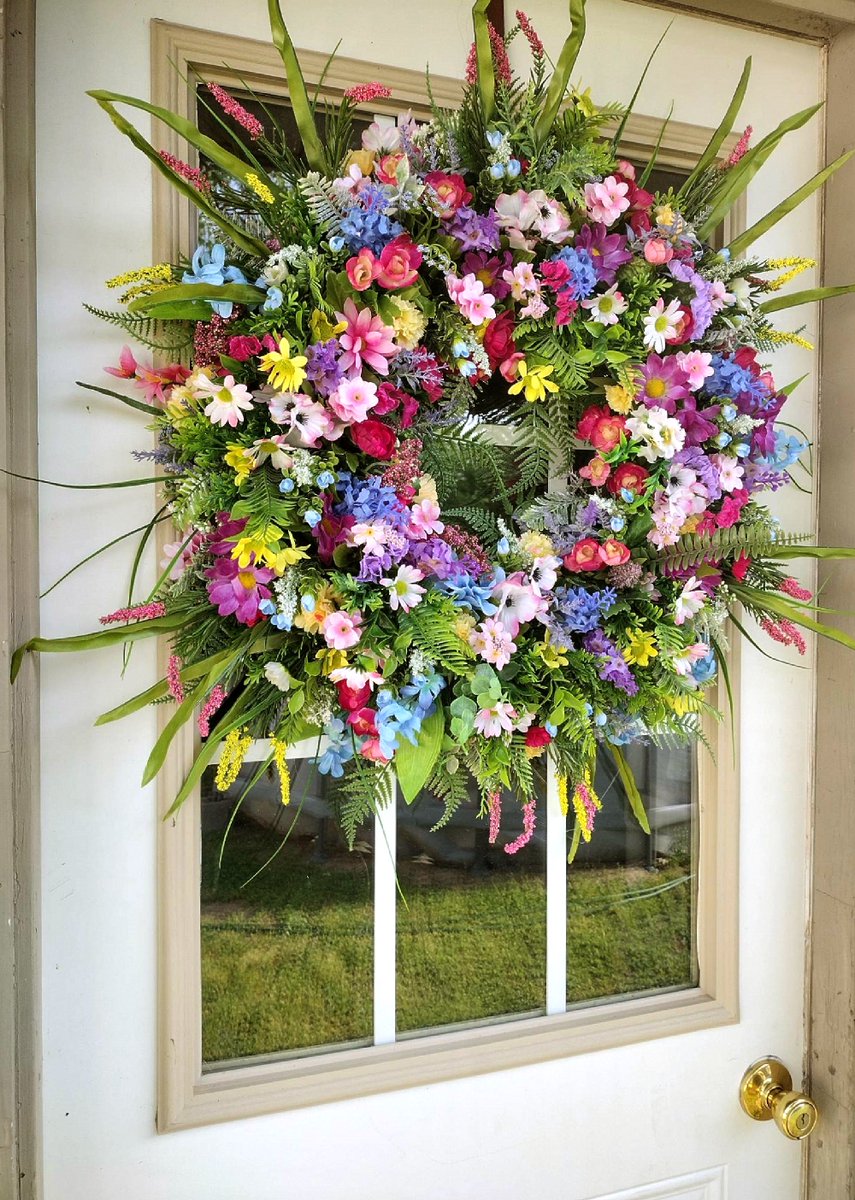 Large floral wreath perfect for welcoming spring and year-round decorating etsy.me/3J7XzYd via @Etsy #wreath #homedecor #decor #etsyshop #FlowersOnFriday #FlowersOfTwitter #Flowers #floral #farmhouse