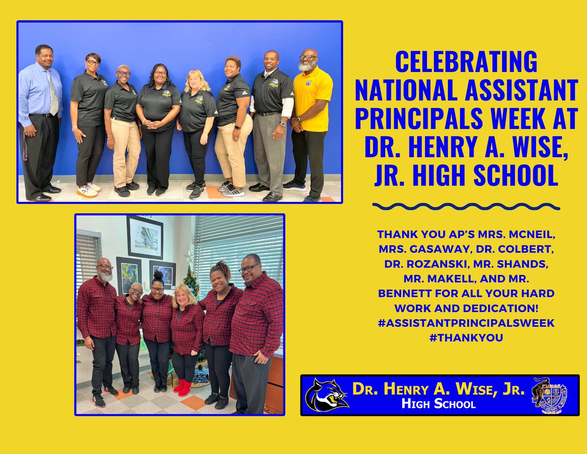 Thank you to OUR dedicated Assistant Principals for your hard work, leadership, & support in shaping the future of our students. Your commitment to excellence is truly appreciated💛💙!! @Wise_Principal #AssistantPrincipalsWeek #ThankYou