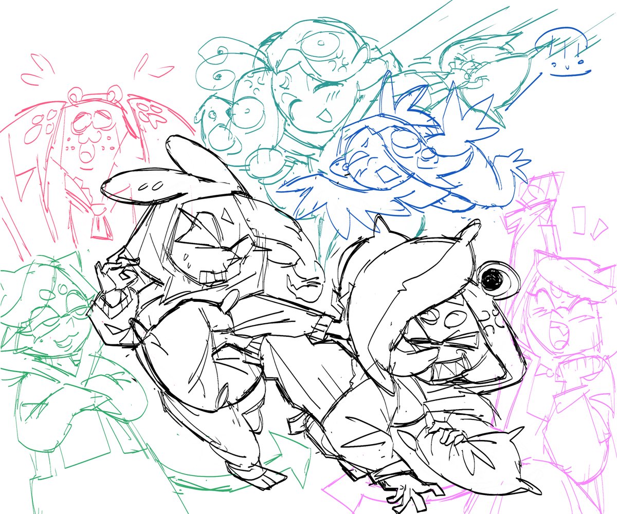 wip? doodle? who knows?  the girls are fightinggggg 😭😭😭 
